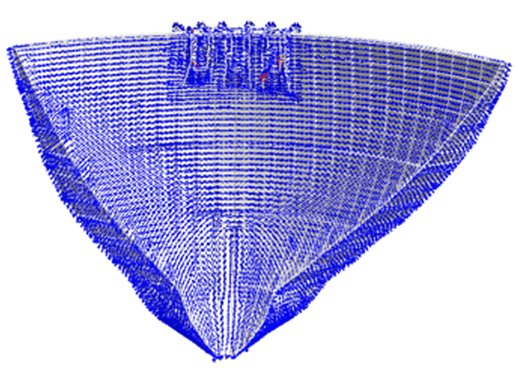 Figure 13. P3 principal stress vector results on downstream face of dam