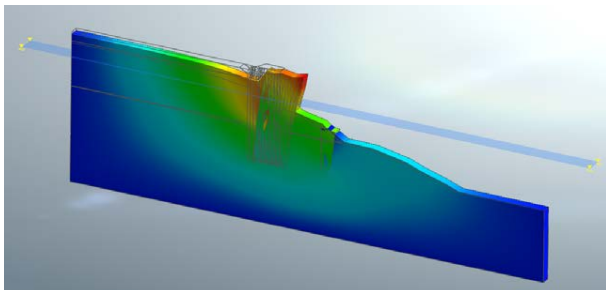 Figire 7_ Deformation of river wall from finite element analysis