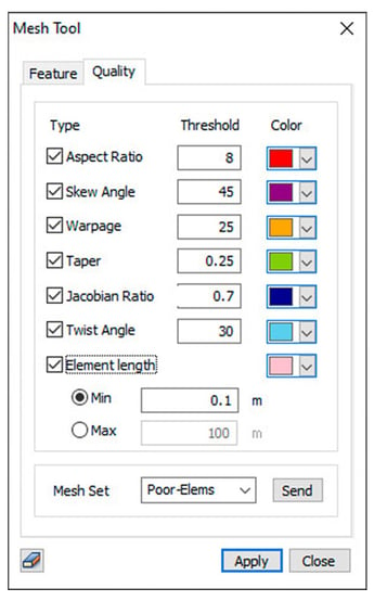 Figure 2_ Dialog box for checking the quality of finite elements