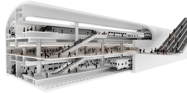 Rendering of a New York Penn Station Expansion cavern