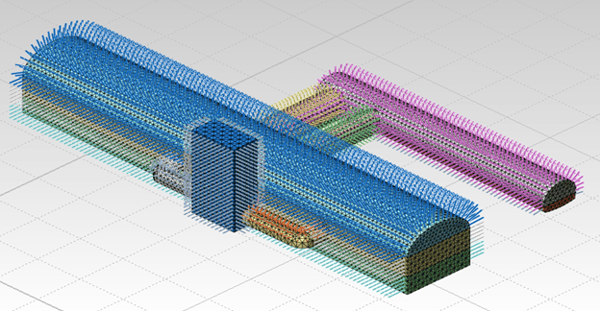 3D analysis model for station with lining and rock bolts