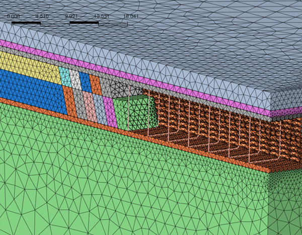 3D mesh for staged excavation with concrete box installation